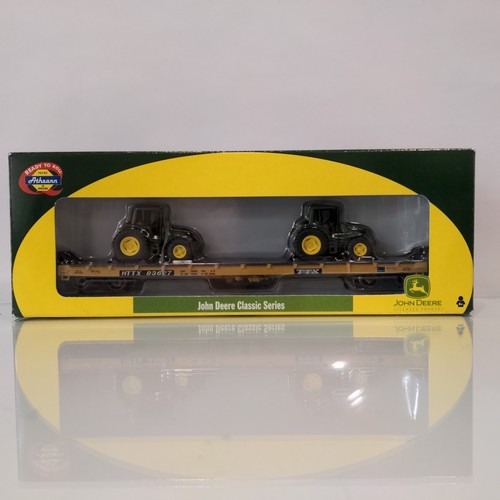 Remolque tren Athearn HO TTX 60' vagón plano HTTX 93627 con 2 tractores John Deere | Zustand: Used