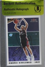 BAS 2003-04 Fleer Tradition Andrei Kirilenko #81 Beckett Auth Sticker Auto 3c7