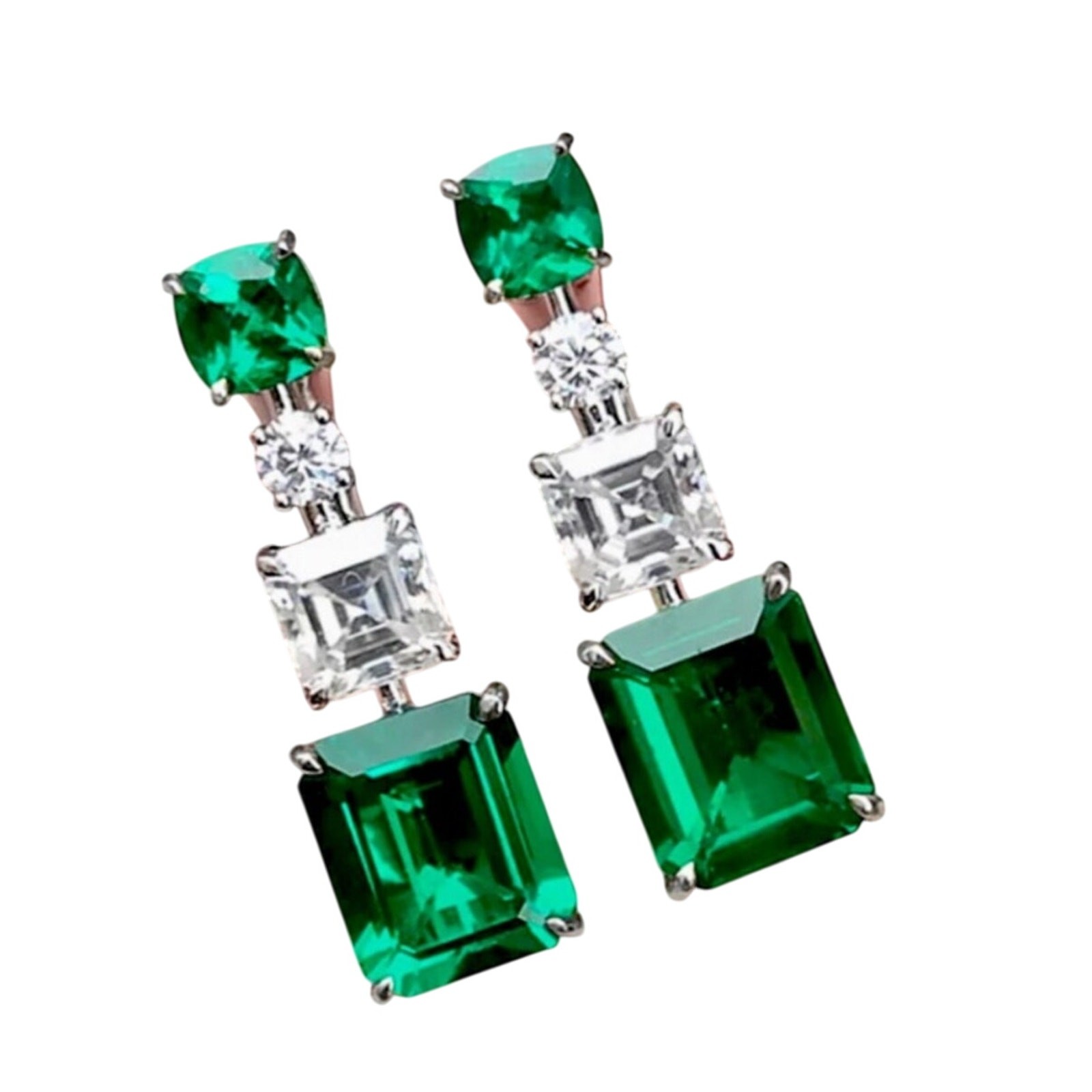 Simulated Emerald Elegant Dangle Drop Earrings - image 1