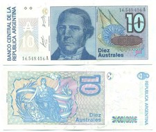 ARGENTINA NOTE 10 AUSTRALES (1986) ALONSO-CONCEPCION SUFFIX A B# 2819 P 325a UNC