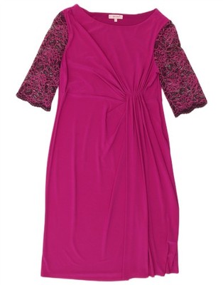 Per Una Damen 3/4 Arm Etuikleid UK 14 Large rosa Polyester XU09