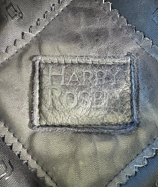 Chaqueta de bombardero de cuero negra vintage Harry Rosen para hombre talla 42 Foto 4 de 4