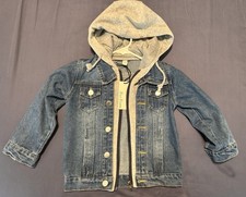 Blue Denim Kids Boys Jacket with Gray Elements And Hood