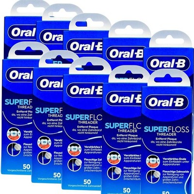 10 x Oral-B SuperFloss Zahnseide 10x 50 Fäden Zahnspangen Zahnpflege