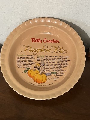 Vintage Betty Crocker Pumpkin Pie Plate 11'' Pie Recipe On Plate General Mills 