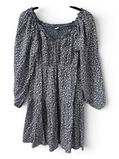 Old Navy Floral Smocked Dress Womens Small Blue Boho Cottagecore Pockets
