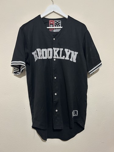 Fenchurch Brooklyn black white baseball jersey jacket size Large y2k hip hop - Picture 1 of 7