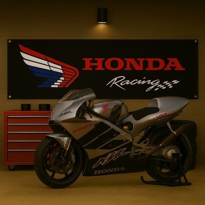 Red Racing Wing Style Flag   71x24'' Motorcycle Garage Wall Banner