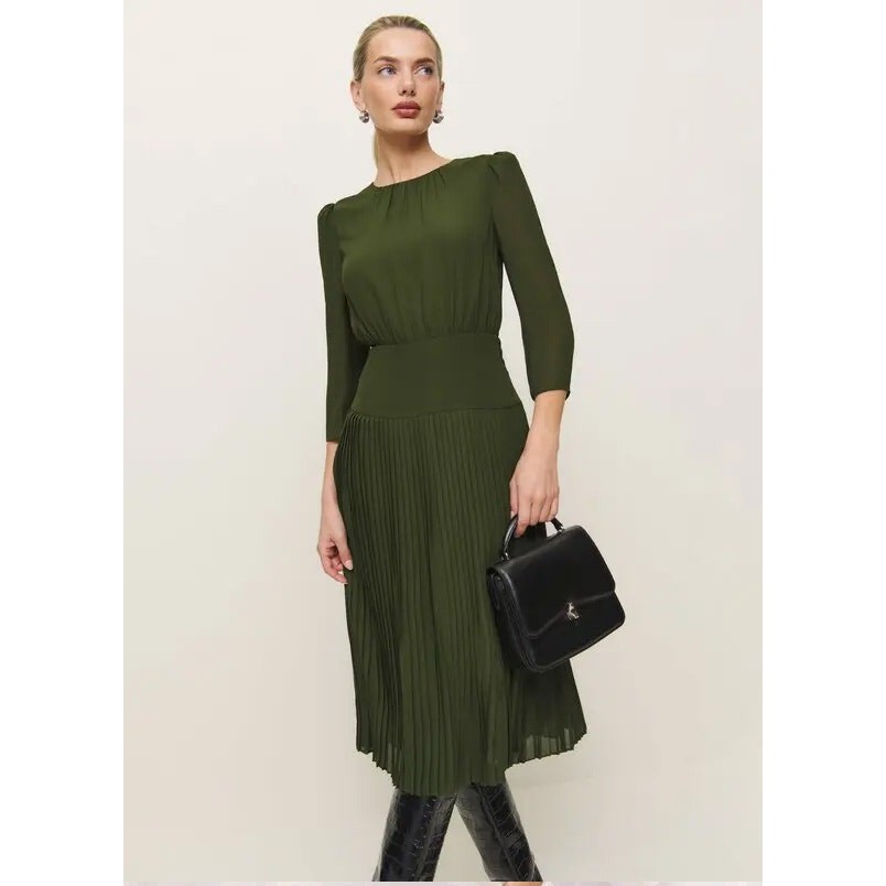 Reformation Womens Sabra Pleated Midi Dress Sz 6 Fern Green Teachercore Academia | eBay Reformation Womens Sabra Pleated Midi Dress Sz 6 Fern Green Teachercore Academia | eBay