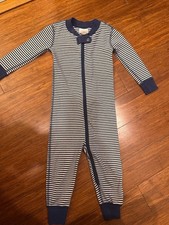 Hanna Andersson 18-24M Navy Blue Stripe Organic Cotton Zip Sleeper Pajamas