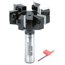 6-Wing Slab Flattening Router Bit, 2" Cutting Dia, 1/2" Shank, Carbide Inserts