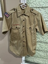Boy Scout BSA UNIFORM SHIRT Mens Medium Short Sleeve Tan J100