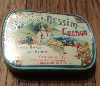 Vintage Shem El Nessim Tin The Scent Of Araby Antique Tiny Tin Collectors Item