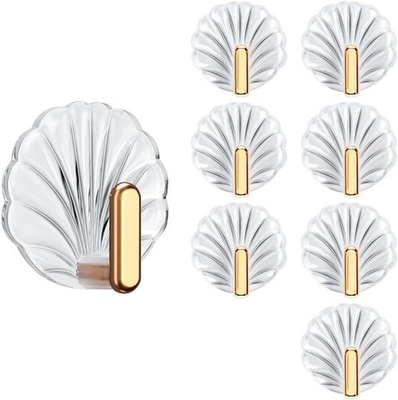 #ad 8PCS Shell Clear Adhesive Hooks No Drill Removable Waterproof for Bathroom Sh $11.89