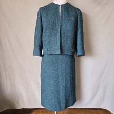 Vintage Teal Blue Wool Skirt Suit Glenhaven