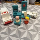 Vintage 1976 Fisher Price Little People Hospital Pieces w/Ambulance