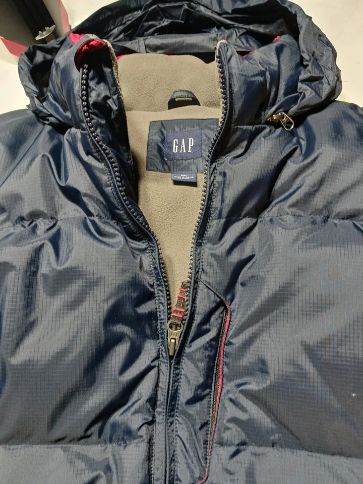 Chaqueta acolchada con capucha azul marino vintage Y2K Gap Down para hombre talla XXL Foto 3 de 4