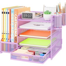 Schreibtisch Organizer Edelstahl Eisen A4 Violett kompakt leicht tragbar
