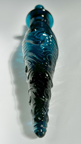 Vintage Empoli Genie Bottle, Peacock Blue Wave With Stopper - Picture 7 of 7