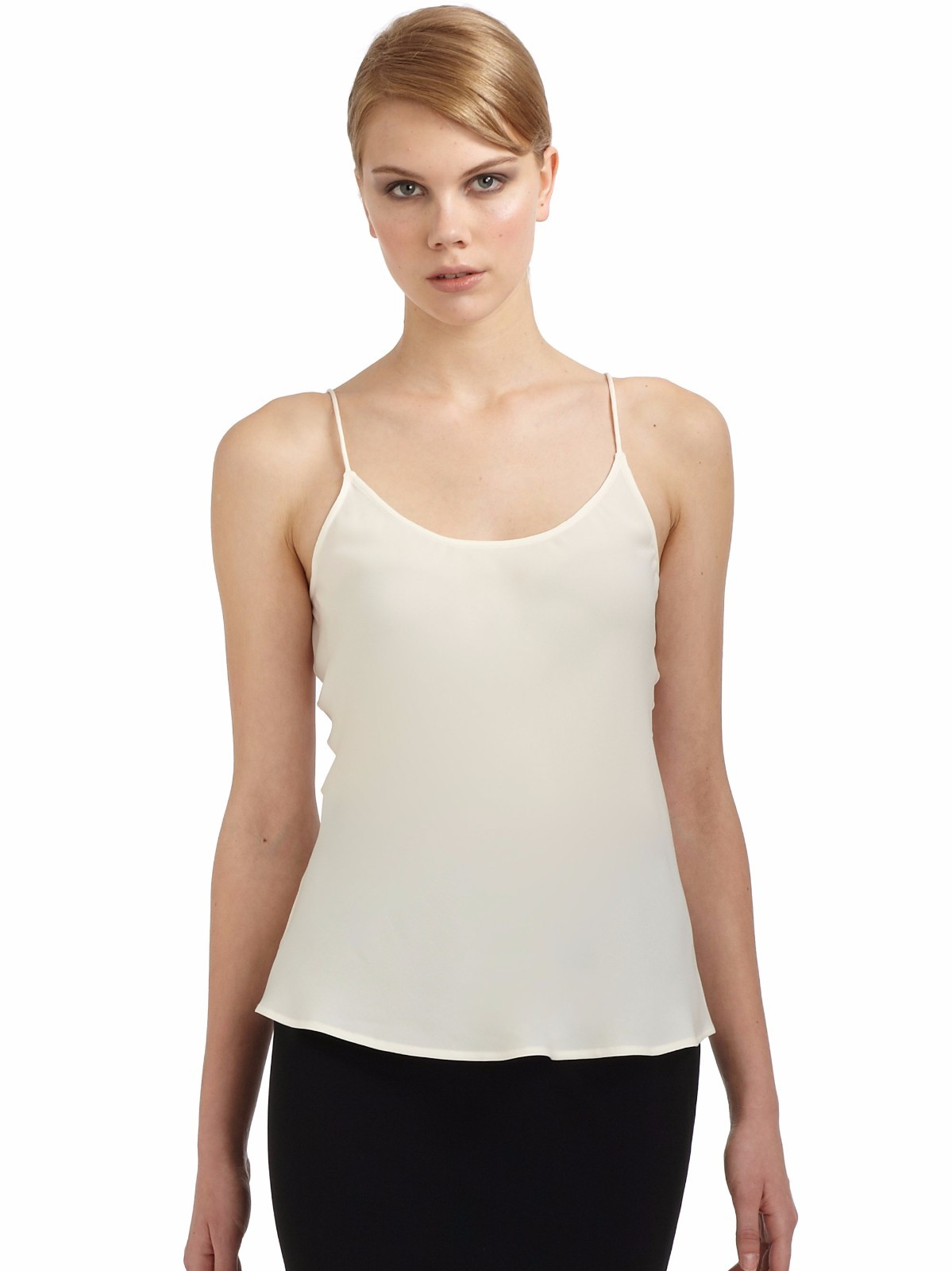 NEW GIORGIO ARMANI 46 10 Medium IVORY SILK SHELL TANK Underpinning Top |  eBay