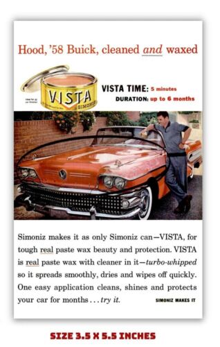 1950'S WAXING '58 BUICK VISTA WAX OLD AD MAGNET 3.5 X 5.5 " - Picture 1 of 1