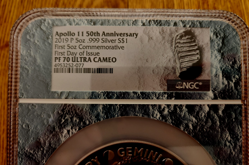 2019 P APOLLO 11 PF 70 Ultra Cameo Set 5oz & 1oz Silber 1 $ 50TH ANNIVERSARY NGC. - Bild 2 von 7