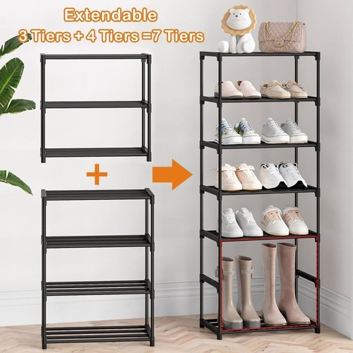 3 or 4 Tier Shoe Storage Rack Footwear Stand Shelf Hallway Entryway Organiser UK - Picture 4 of 14
