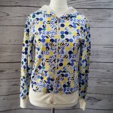 No Boundaries Teens Hoodie Zip Front White Blue Yellow Floral Sz 11/13