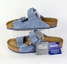  NWT Birkenstock Arizona Dusty Blue Suede Soft Footbed Sandals size M10