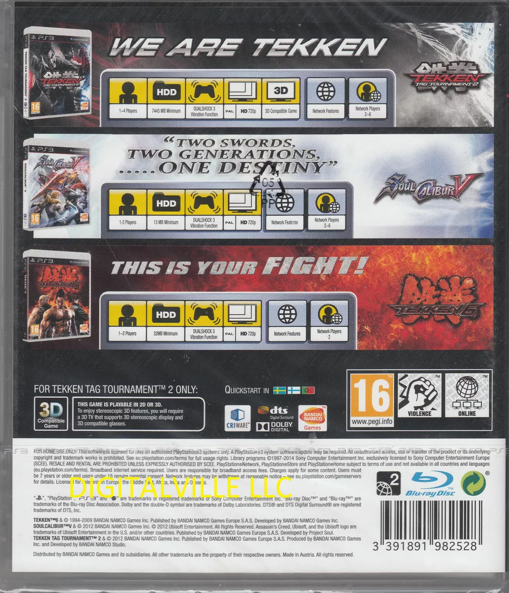 Fighting Edition: Tekken Tag 2, Tekken 6 & Soulcalibur V - PS3 - Sony -  Outros Games - Magazine Luiza