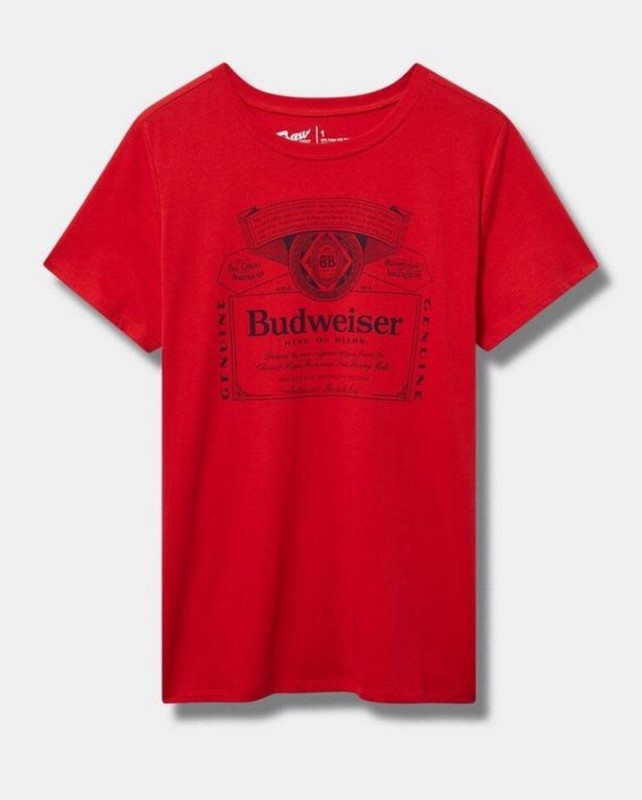 TORRID TOP WOMENS 2 BUDWEISER CLASSIC FIT TEE KING OF BEERS GRAPHIC T-SHIRT