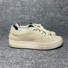 P448 Thea Fujy Platform Sneakers Womens EU 37 Beige Suede Low Top Lace Up Shoes