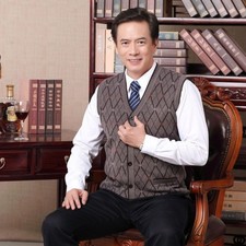 Men Check Waistcoat Gilet Cardigan Sleeveless Jumper Sweater Vest Formal Top New