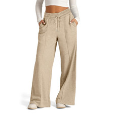Ladies Casual Wide Leg Sweatpants Joggers Pants Elastic Waist Bottoms Trousers