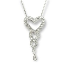 Hearts Pendant Made With Swarovski Crystal Family Love Heart Necklace 18" Chain