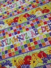 Purple Colorful ABC Baby Quilt Floral ABC's Crib 56"  44"