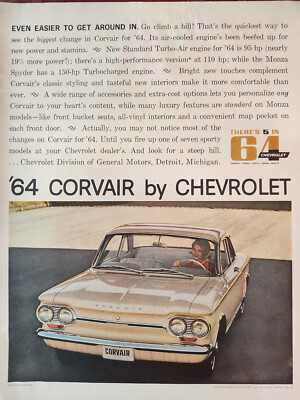 1963 Saturday Evening Post Ad Advertisement New 64 CORVAIR by CHEVROLET!