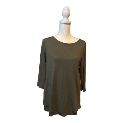 J Jill PureJill Layered Tunic Boatneck Green Cotton Modal Blend Soft Size small