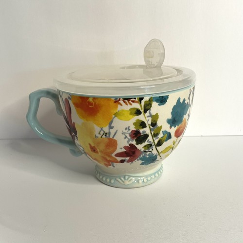 Pioneer Woman Willow 27oz Soup Mug With Vented Plastic Lid! - 第 3/5 張圖片