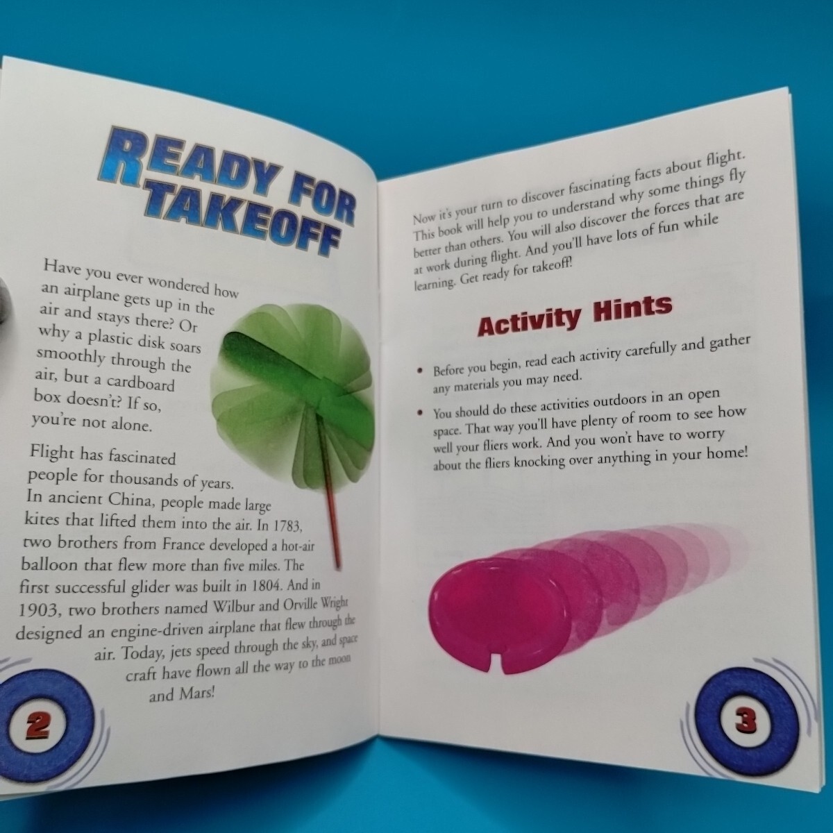 Micro Science Flight Whirlybird Disc Flinger giocattolo educativo e libro formato tascabile foto 4