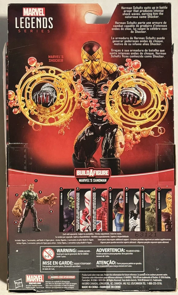 Figura de acción perdida Marvel Legends Shocker (Sandman Build A Figure) Foto 3 de 3