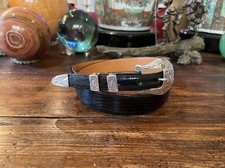 Navajo James Reid style Sterling Silver Belt Buckle 35-36-1.25-.75     