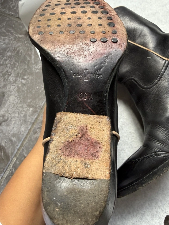 Mujer Cuero Negro Coche Zapato Botas Western Pull Tabs 36 1/2 EU (EE. UU. Talla 6) Foto 4 de 4