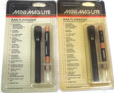 2 pack!! Mini Mag-Lite Two AAA Cell Flashlight 5" overall aircraft grade NOS NEW