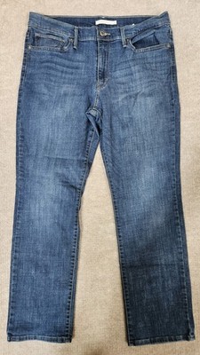Levi Strauss Slimming Straight Jeans Women's Size 33 Blue Denim Stretch 33x30