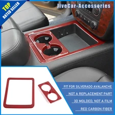 Red Carbon Storage Cup Holder Cover Trim Panel For Tahoe Suburban SIERRA 2007-13