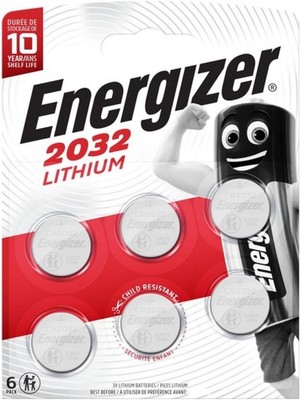 Energizer 2032 Batteries (6 Pack) 3V Lithium Coin Batteries