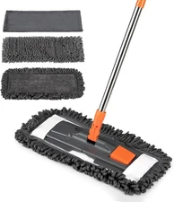 Dust Mop with 3 Washable Pads & 55" Handle, Microfiber Mop for Hardwood Tile