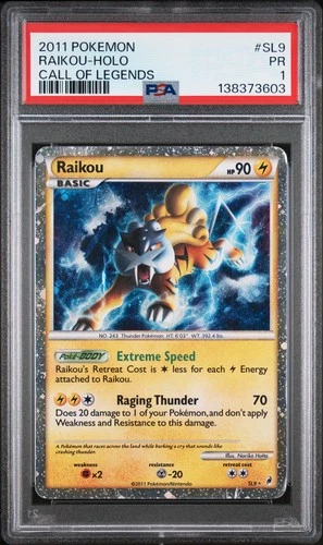 2011 POKEMON CALL OF LEGENDS #SL9 RAIKOU-HOLO PSA 1