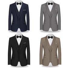 Slim Fit 2 Piece Men  s Business Suit Set Jacket Pants Formal For Dinner Wedding